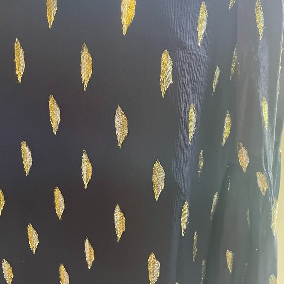 Lilly Pulitzer Navy Dress with Gold Feather Pattern - Picture 5 of 10